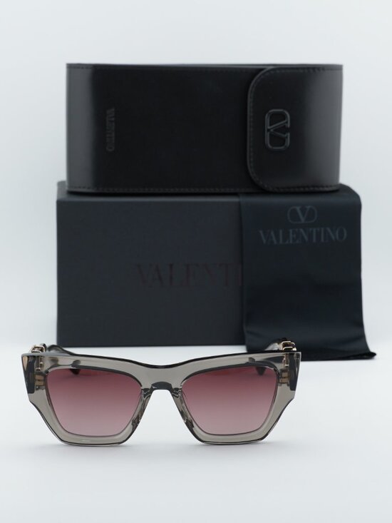 Valentino V-SETTE VLS-166C Sunglasses Grey Square Frame, Rose Gradient Lenses